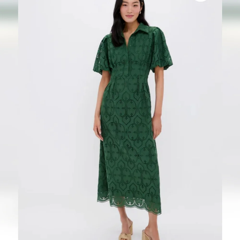 Tuckernuck Green Eyelet Midi Dress - Picture 1 of 9